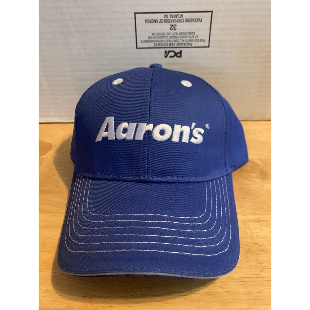NWT Aaron's Rentals Employee Baseball Cap Hat Adjustable Solid Blue White Stitch